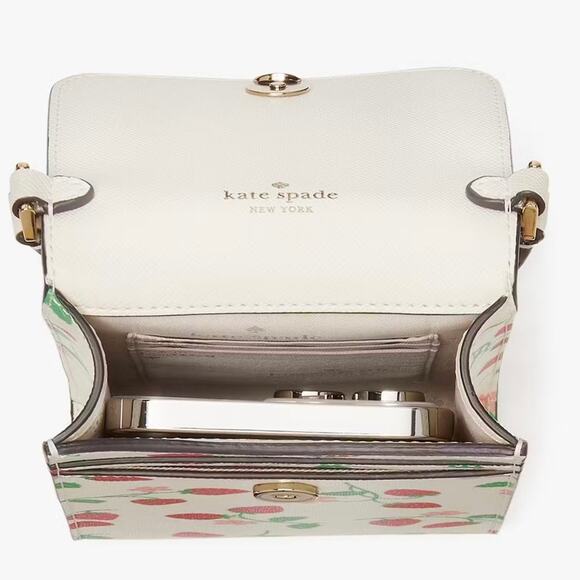 Kate Spade Purse Strawberry Vine North South Phone Crossbody - Picture 9 of 10